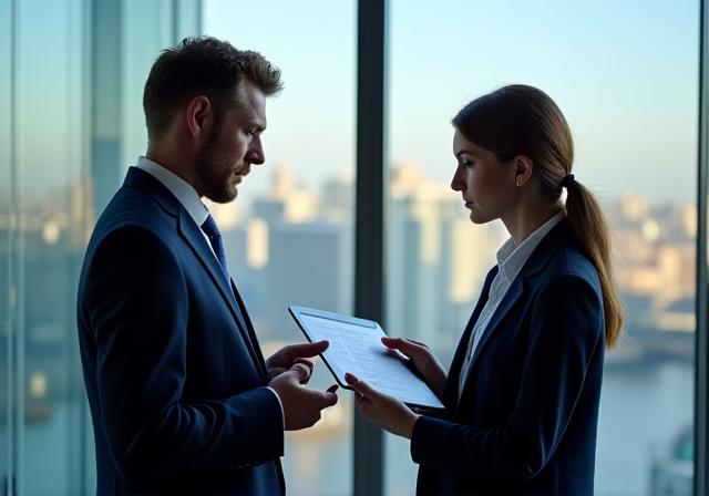 Legal professionals discussing corporate compliance strategy in a modern London office