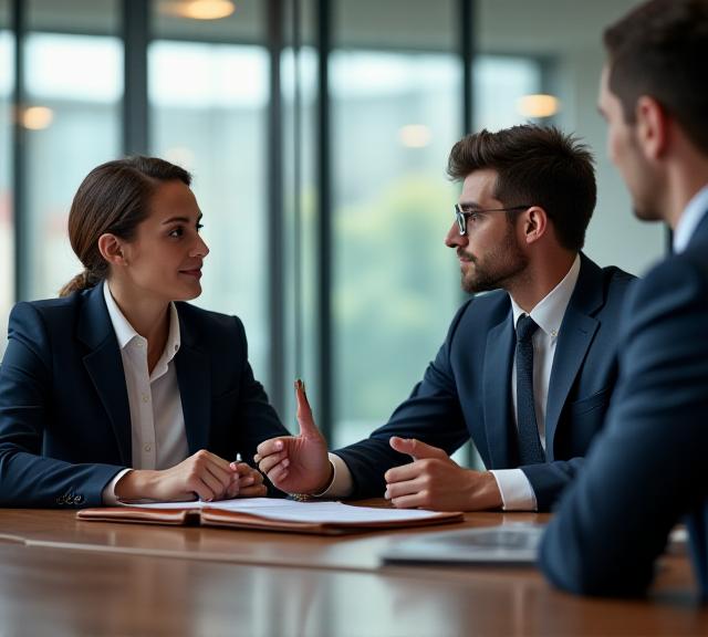 Professional legal consultation in a modern boardroom